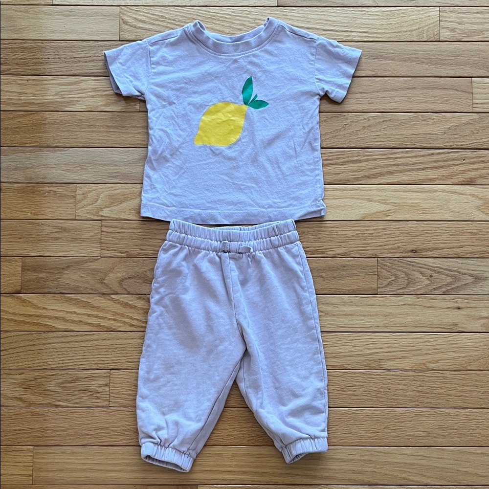 Hanna Andersson Kids Matching Set - Purple with Yellow Lemon
